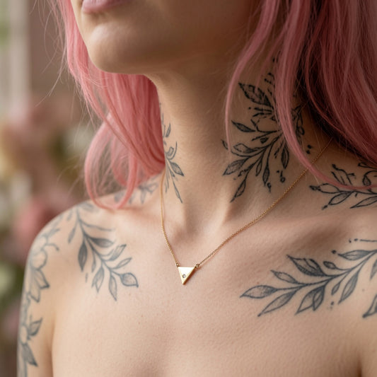 10k Yellow Gold Diamond Triangle Necklace