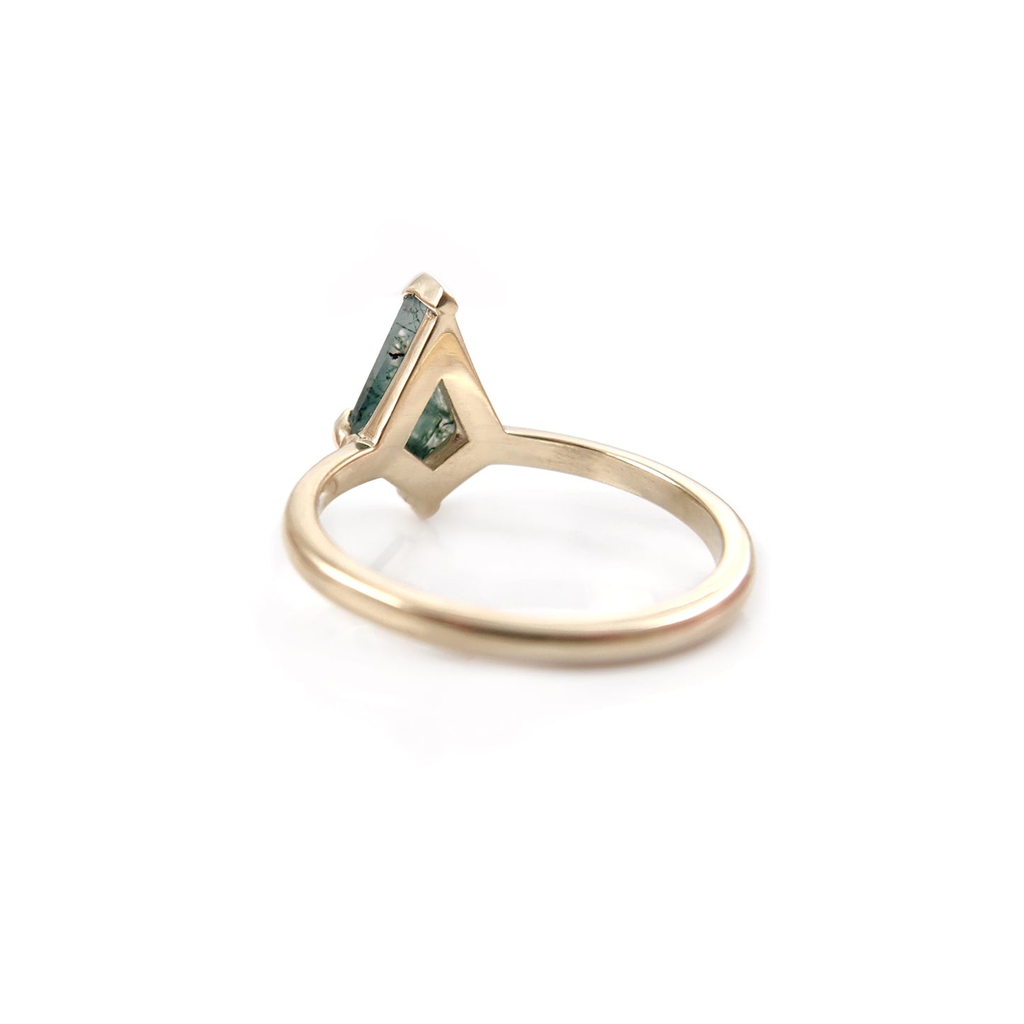 Kite-Cut Moss Agate Engagement Ring