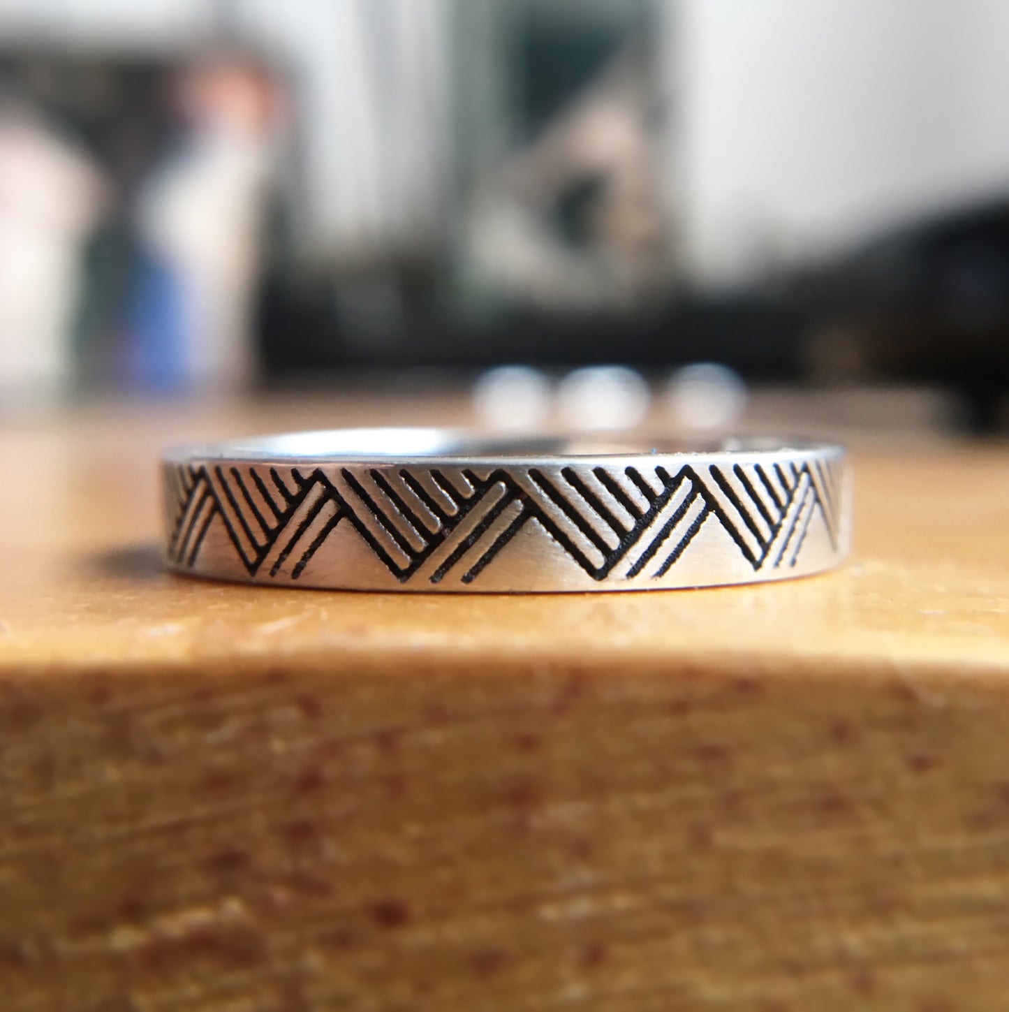 Engraved Mountain Ring