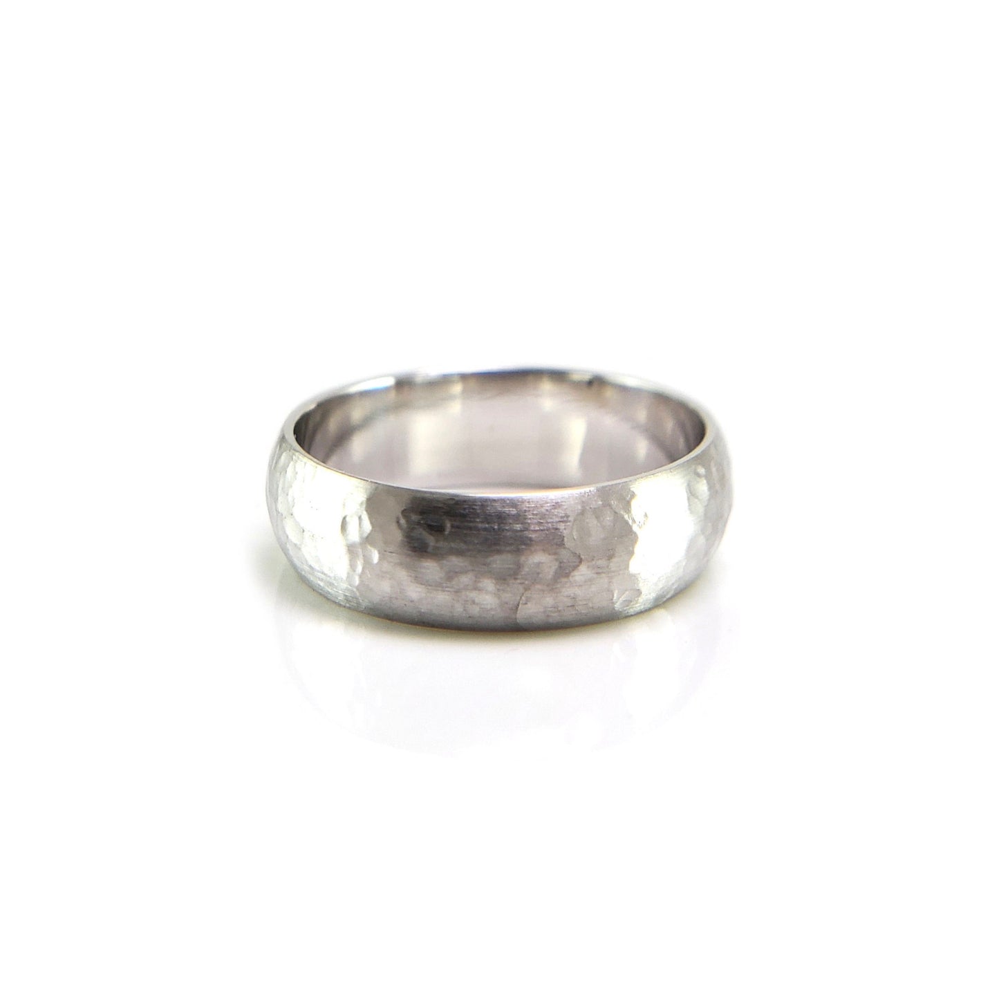 Men's Half Round Wedding band with Hammer texture