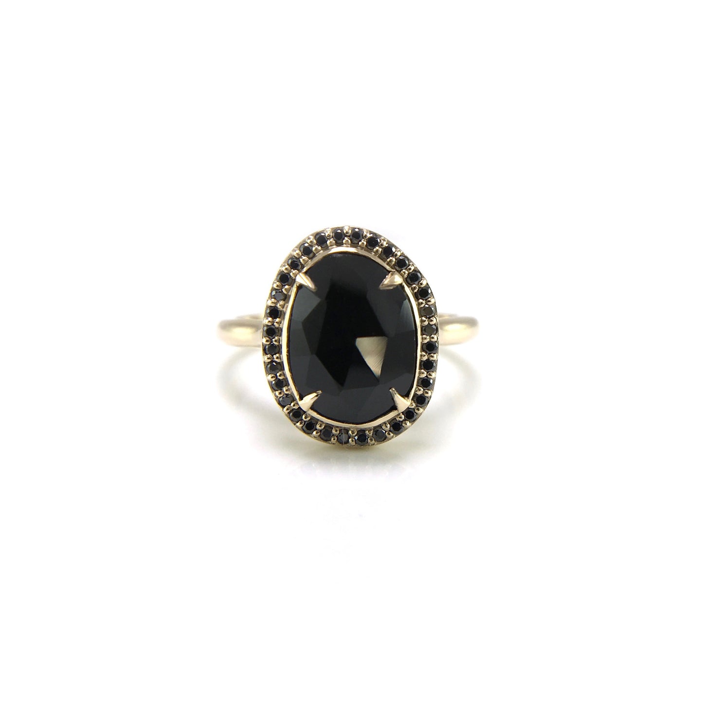 Black Spinel Halo Ring