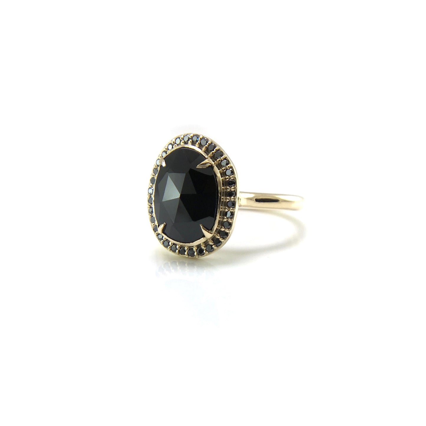 Black Spinel Halo Ring