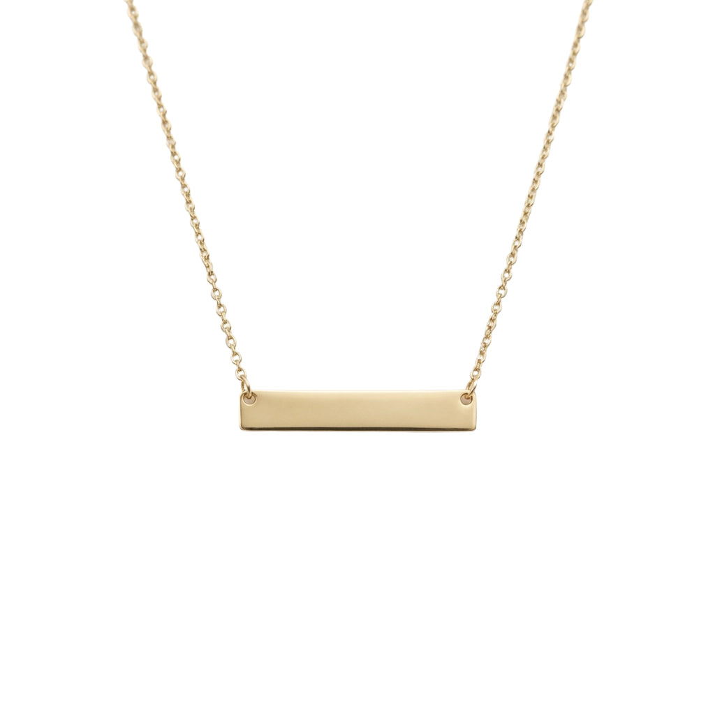 10k Yellow Gold Bar Plate Necklace