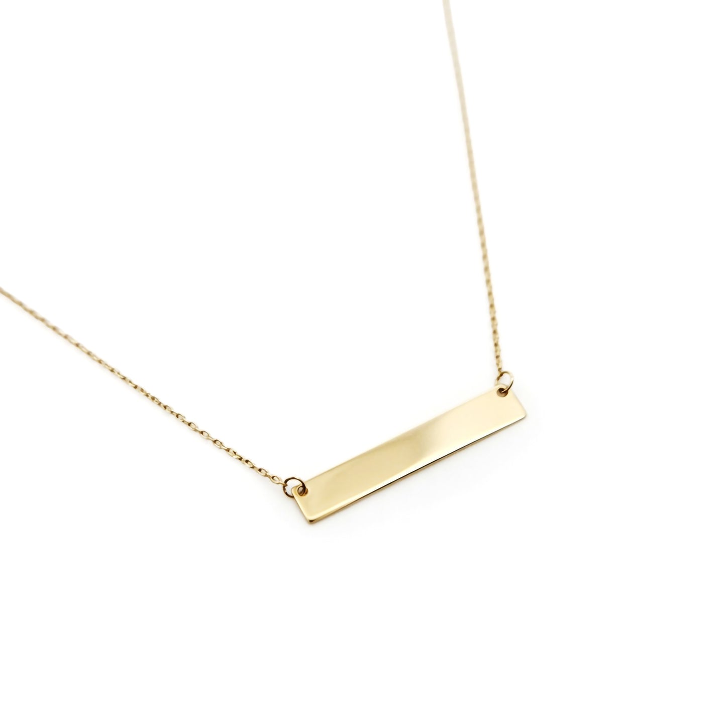 10k Yellow Gold Bar Plate Necklace