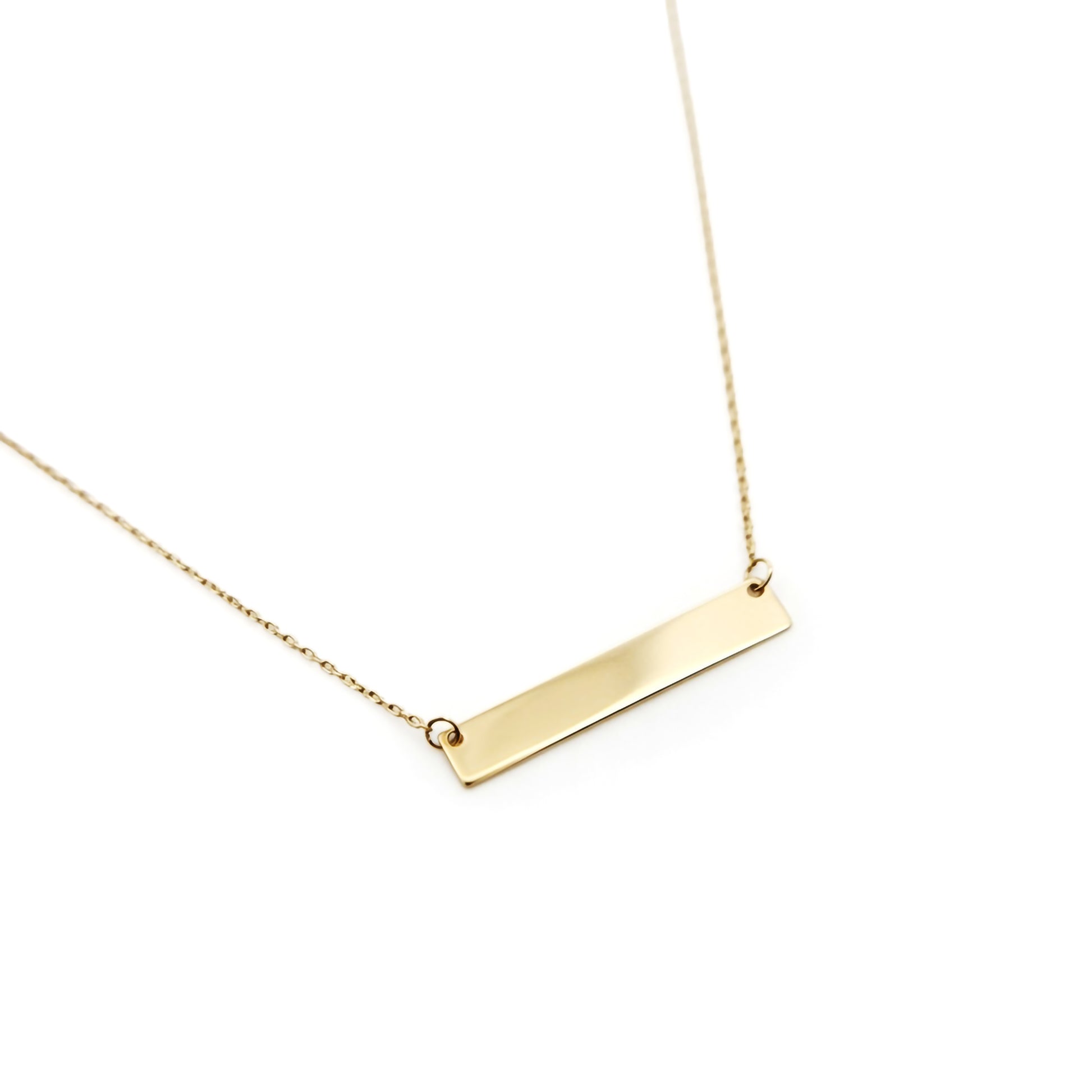 10k Yellow Gold Bar Plate Necklace