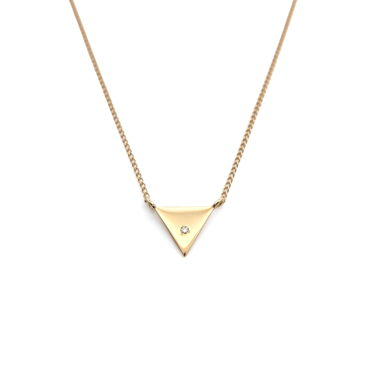 10k Yellow Gold Diamond Triangle Necklace