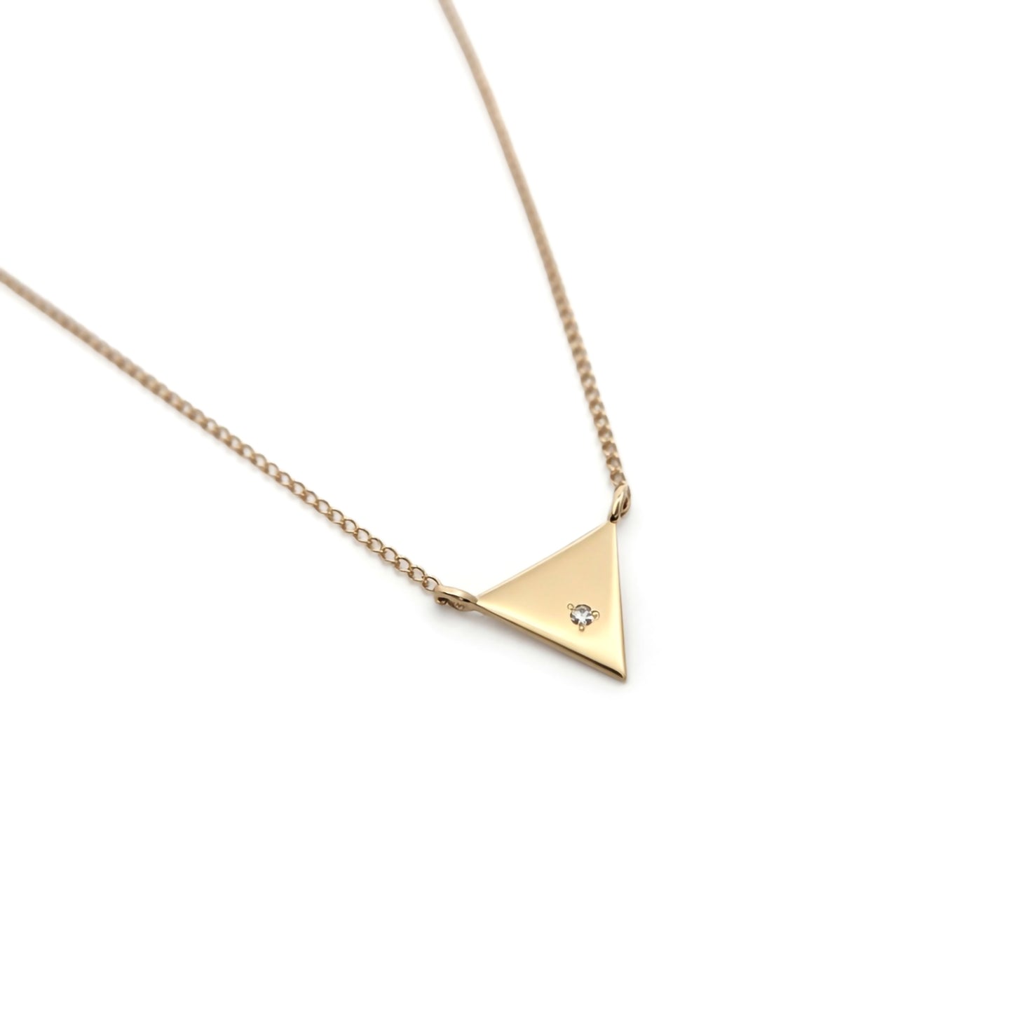 10k Yellow Gold Diamond Triangle Necklace