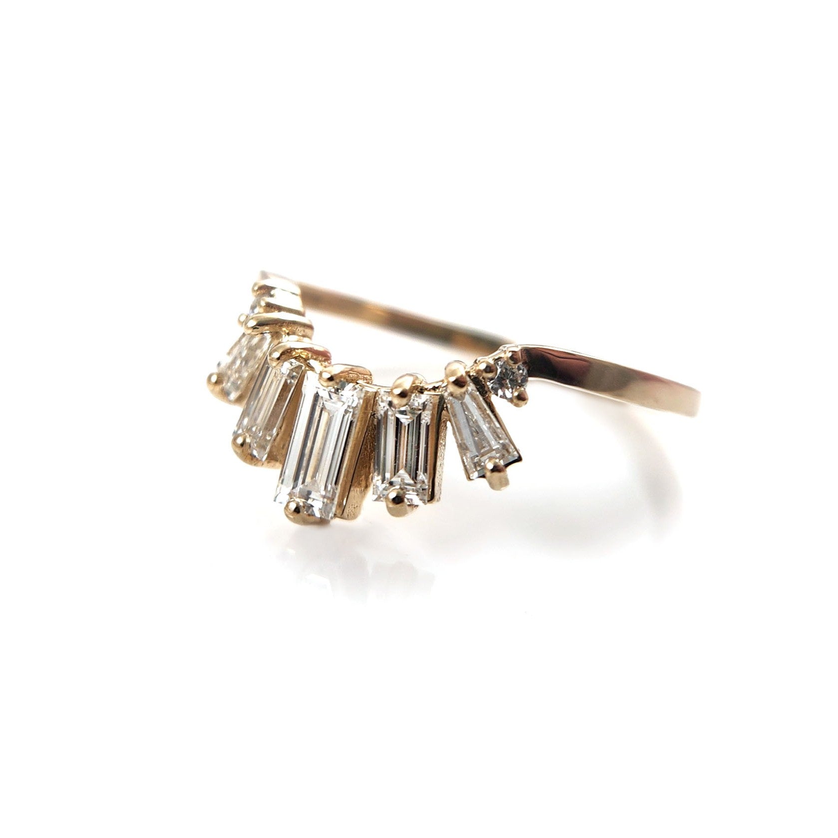 curved lab diamond wedding band