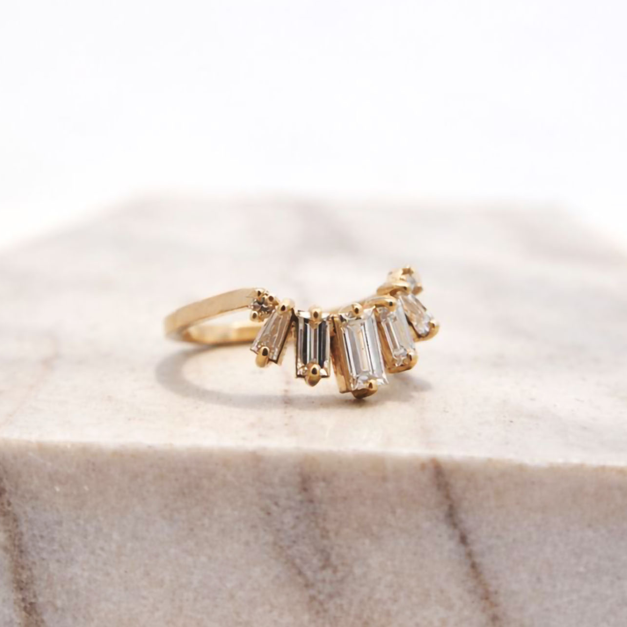 curved lab diamond wedding band
