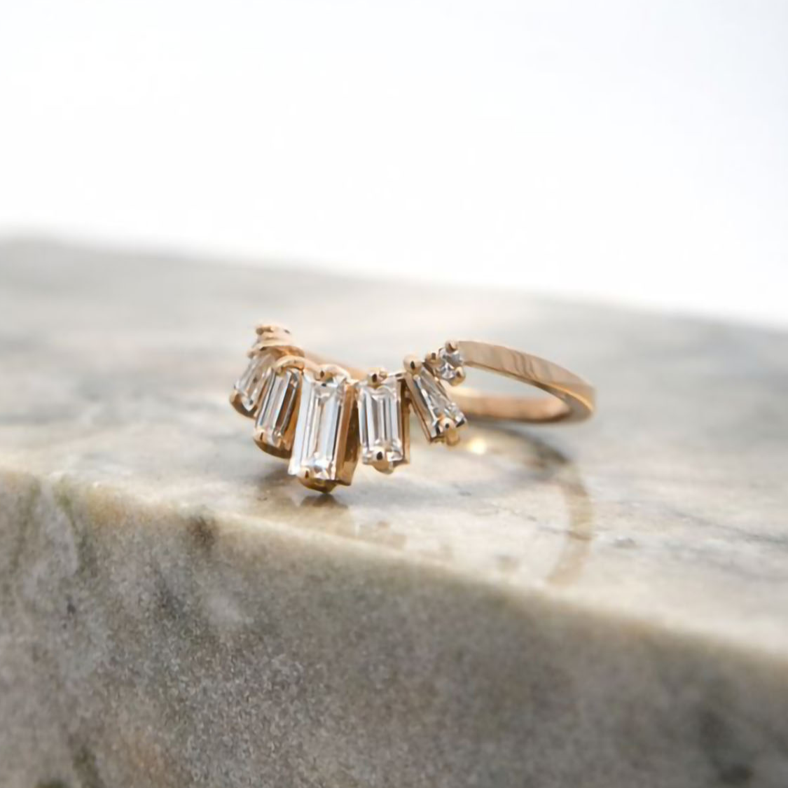 curved lab diamond wedding band
