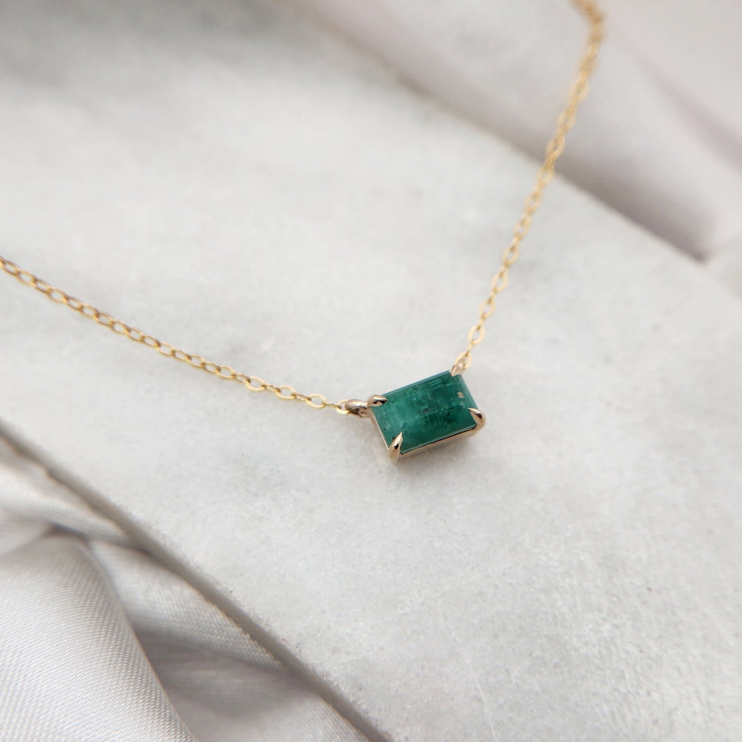 Minimalist Emerald Necklace