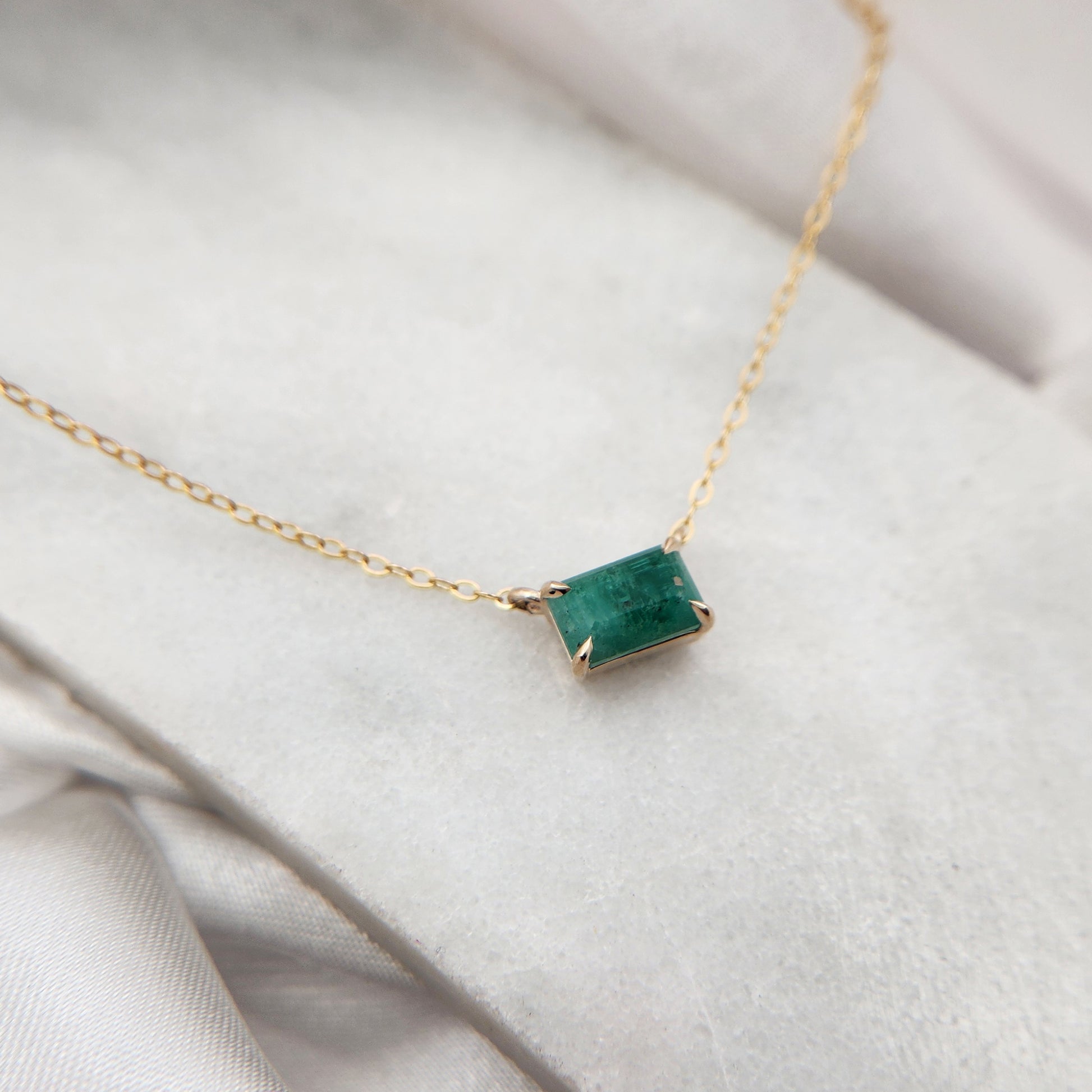 Minimalist Emerald Necklace