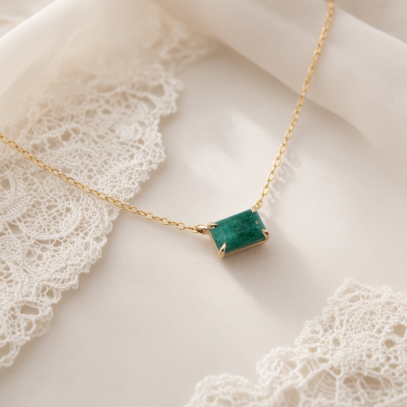 Minimalist Emerald Necklace