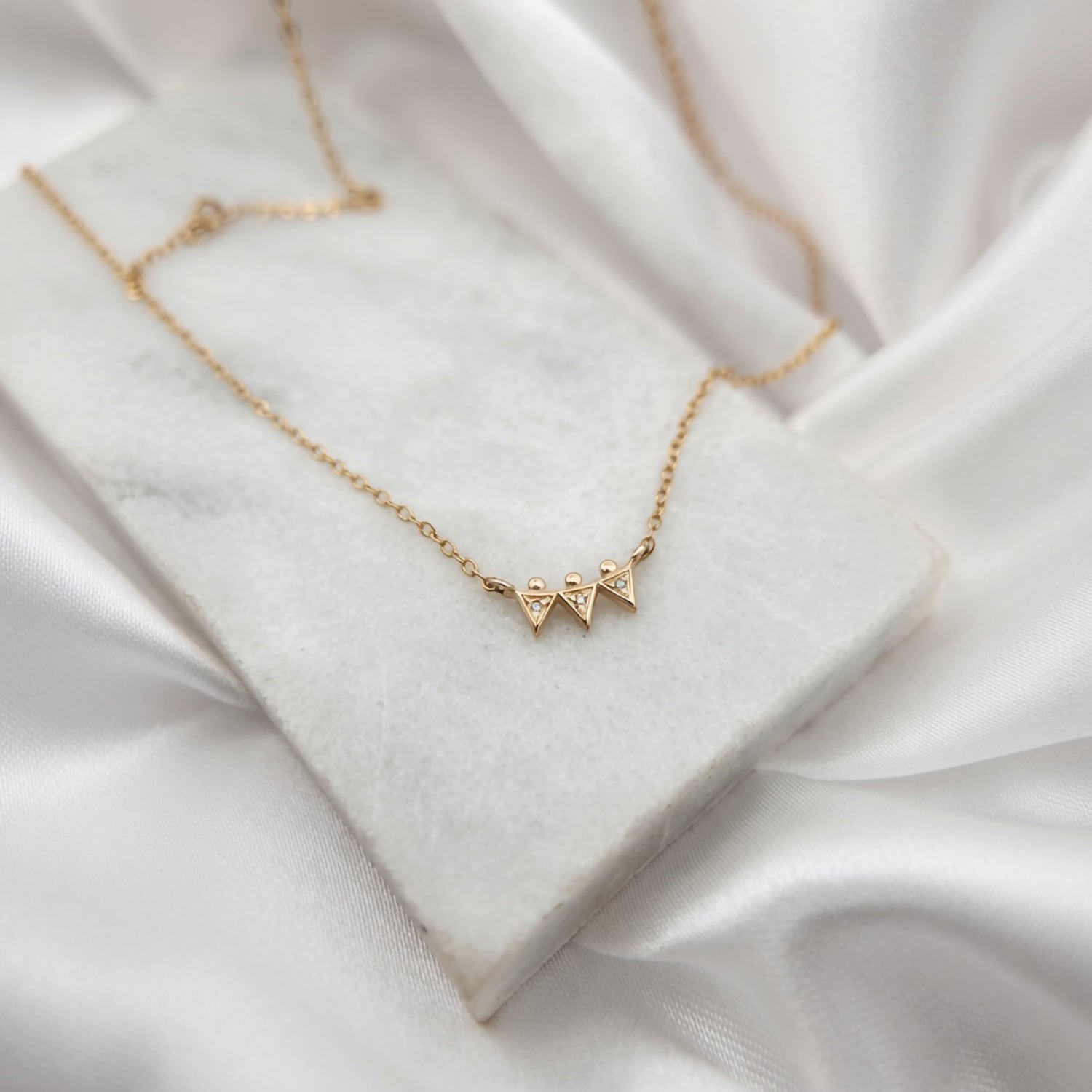 Lab Diamond Triangle Necklace