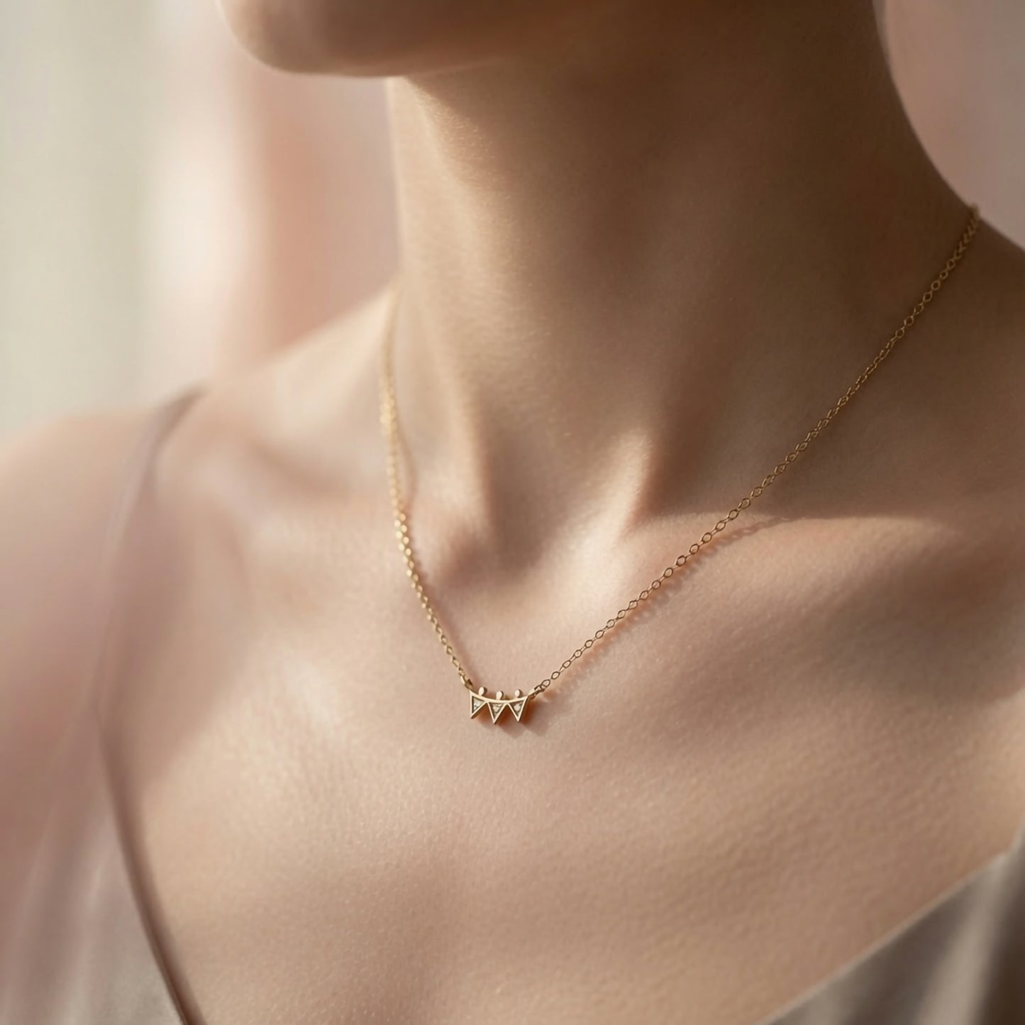 Lab Diamond Triangle Necklace