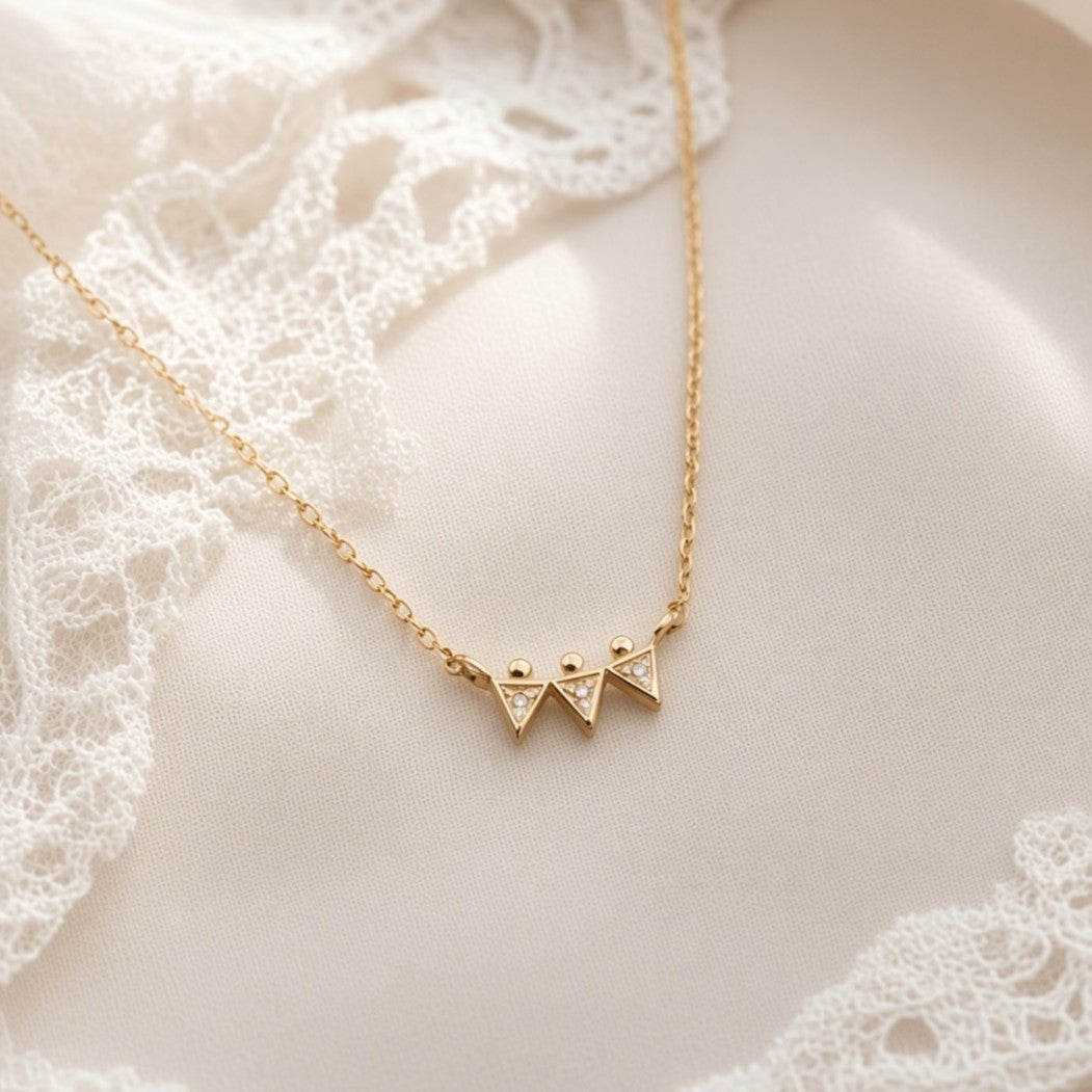 Lab Diamond Triangle Necklace