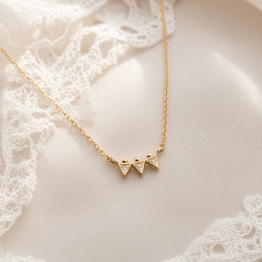 Lab Diamond Triangle Necklace