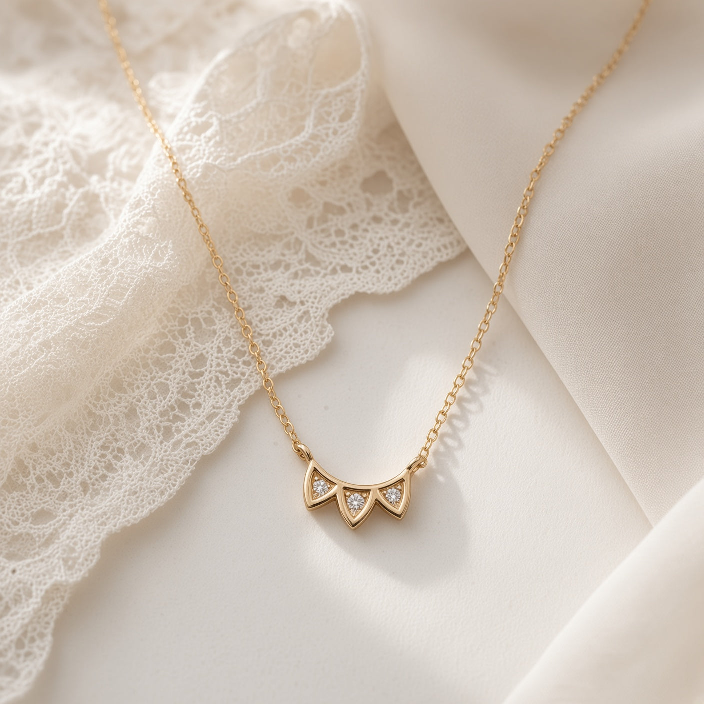 Lab Diamond Petal Necklace