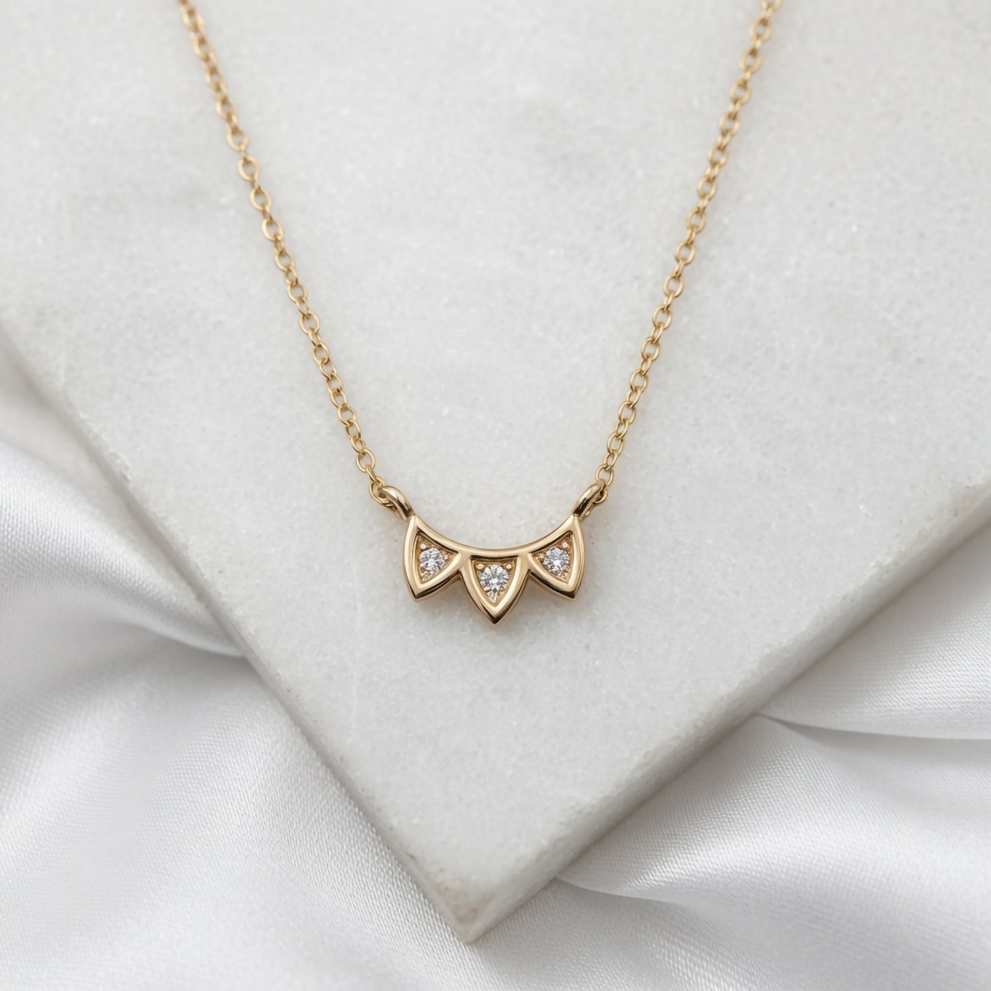 Lab Diamond Petal Necklace