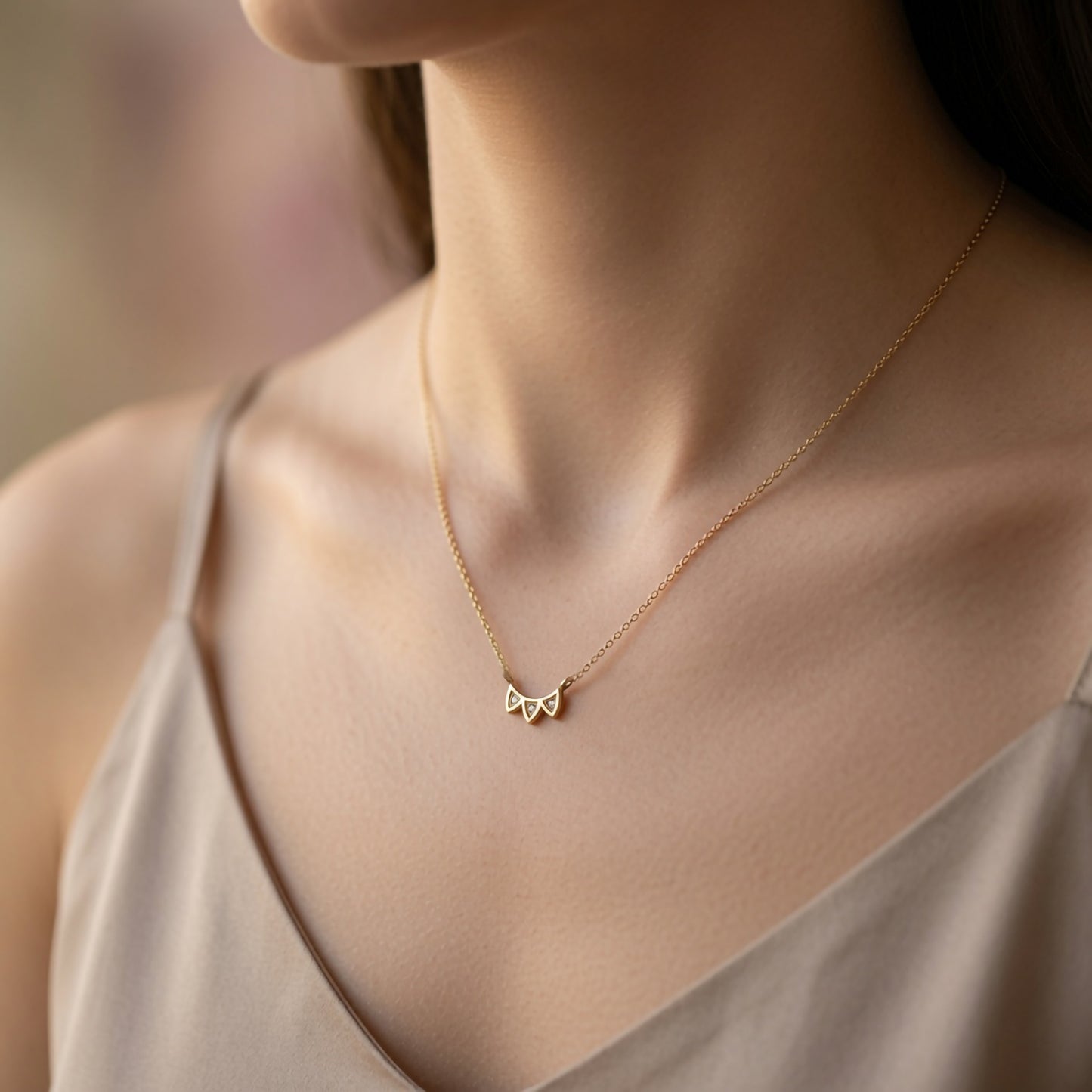 Lab Diamond Petal Necklace