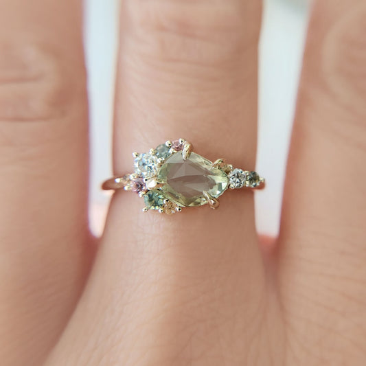 Sapphire Cluster Engagement Ring