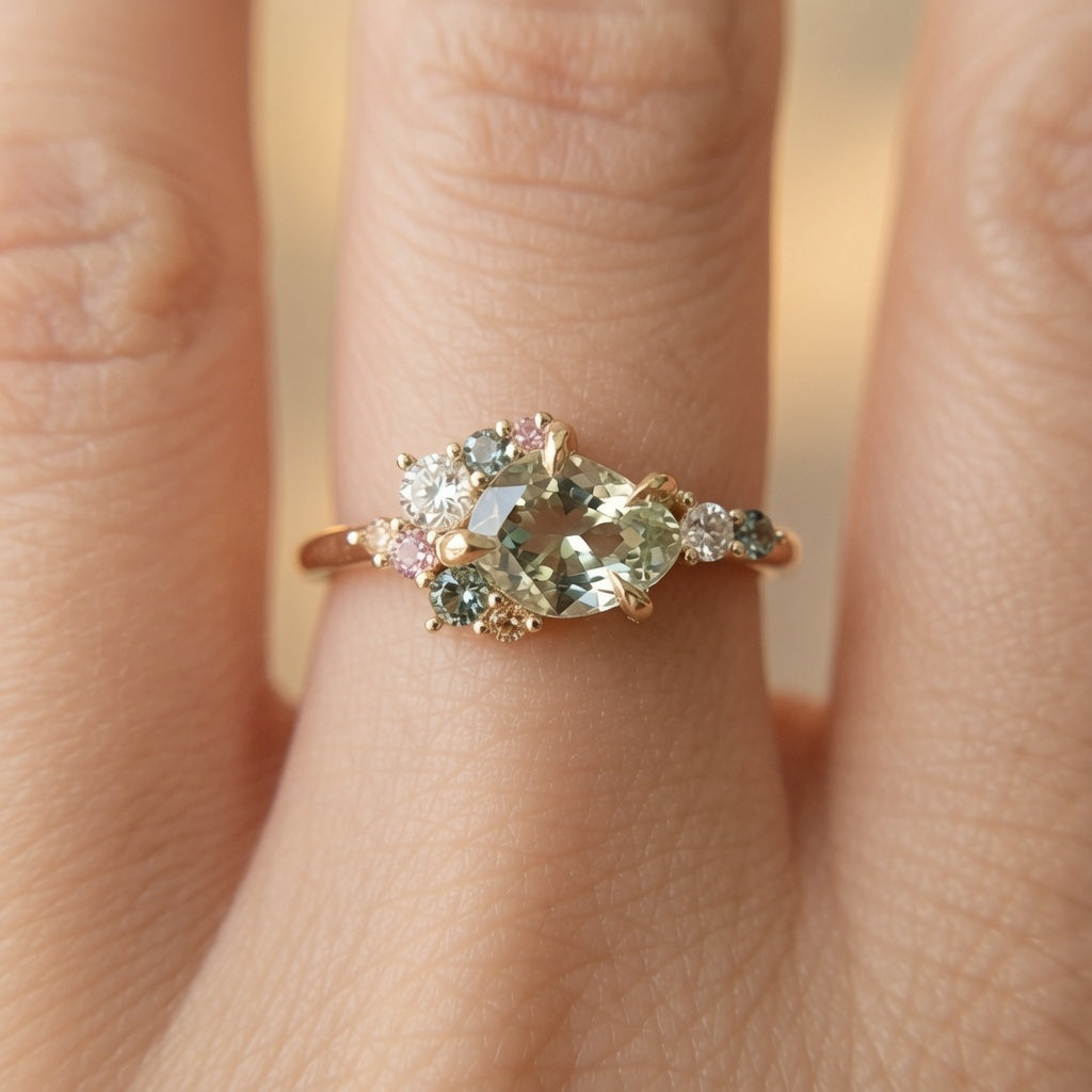 Sapphire Cluster Engagement Ring
