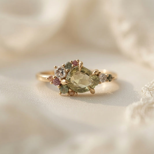 Sapphire Cluster Engagement Ring