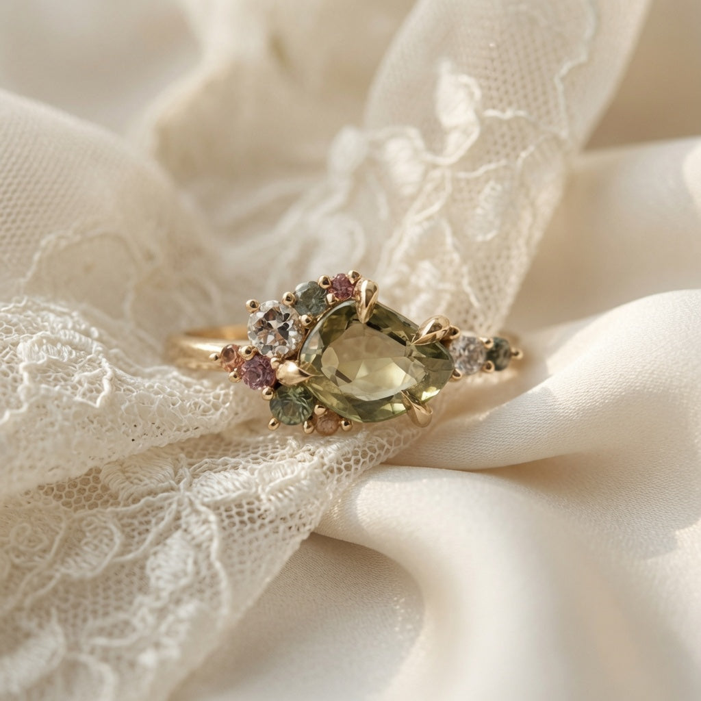 Sapphire Cluster Engagement Ring