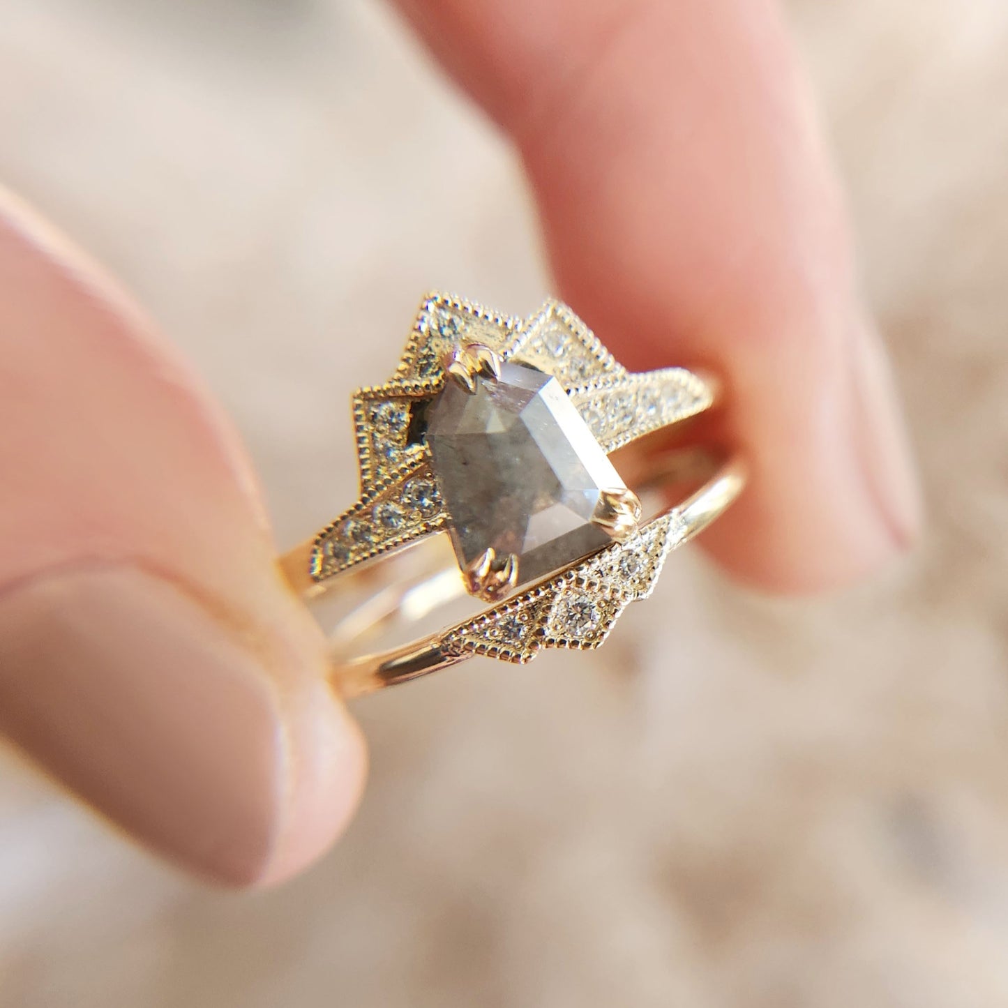 Shield-Cut Diamond Ring