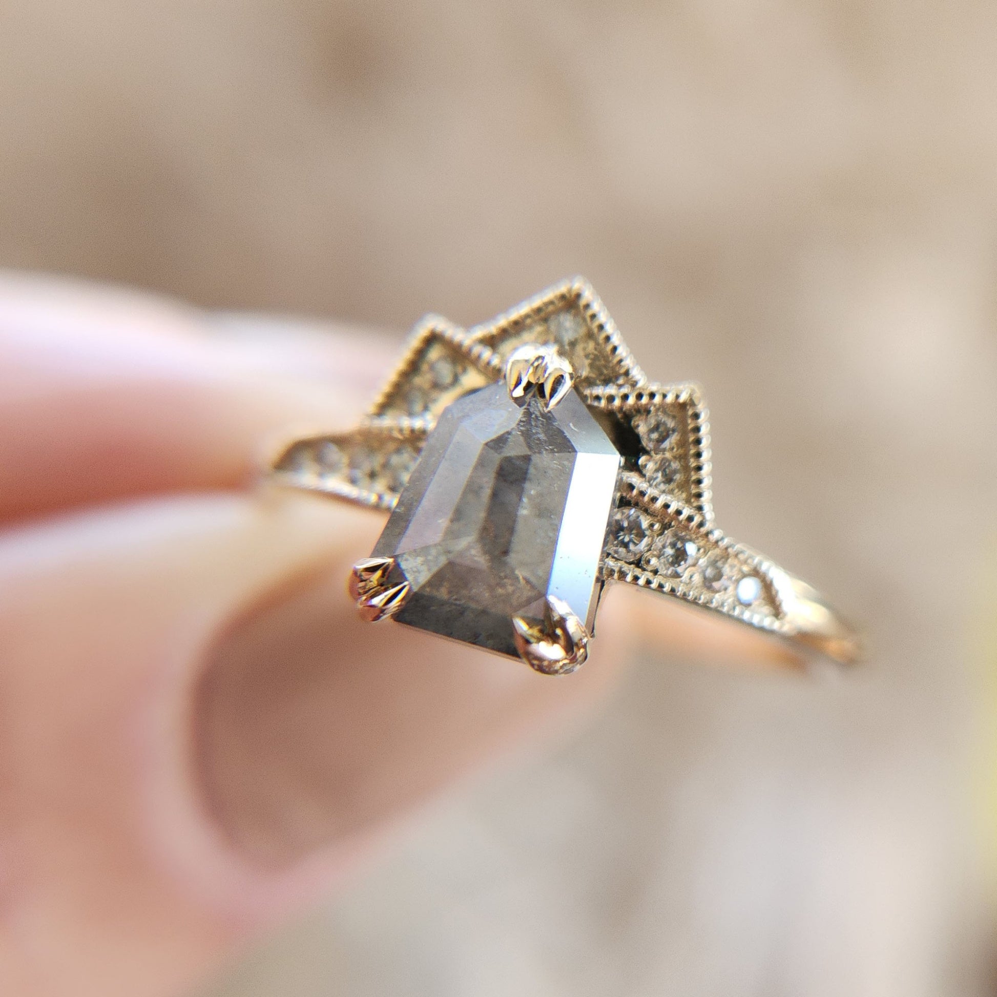 Shield-Cut Diamond Ring