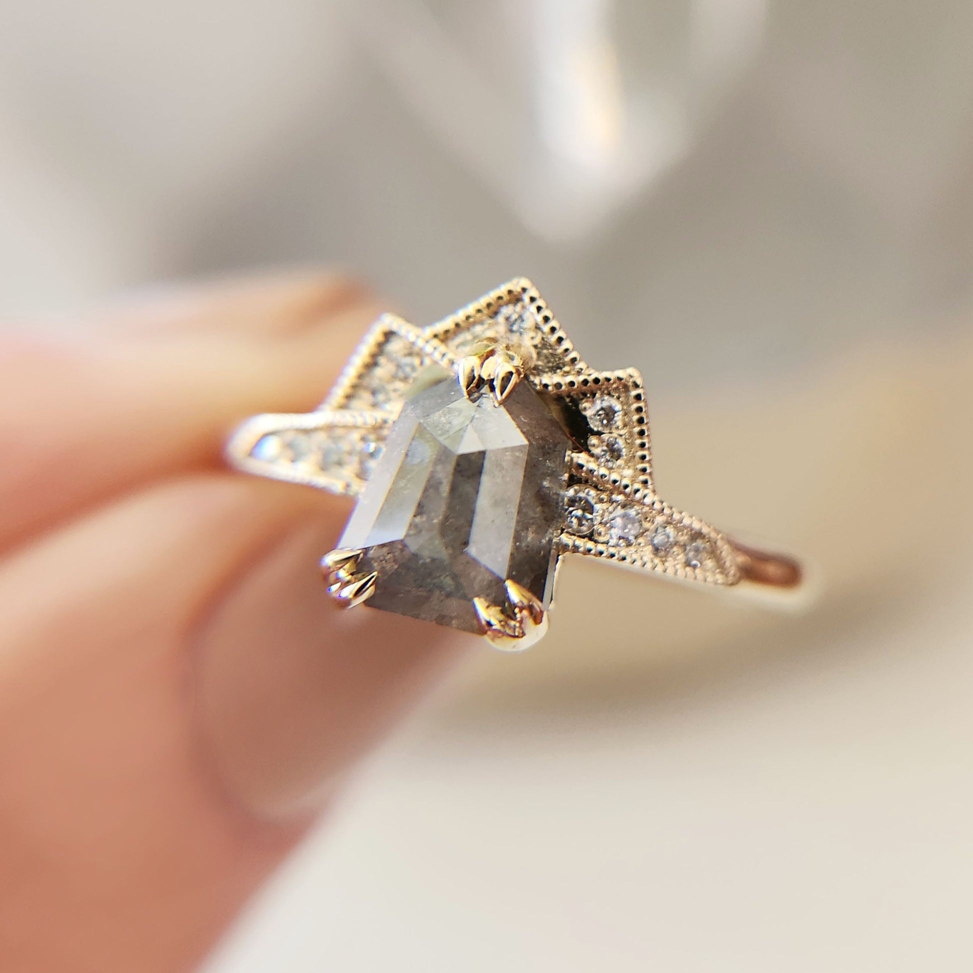 Shield-Cut Diamond Ring