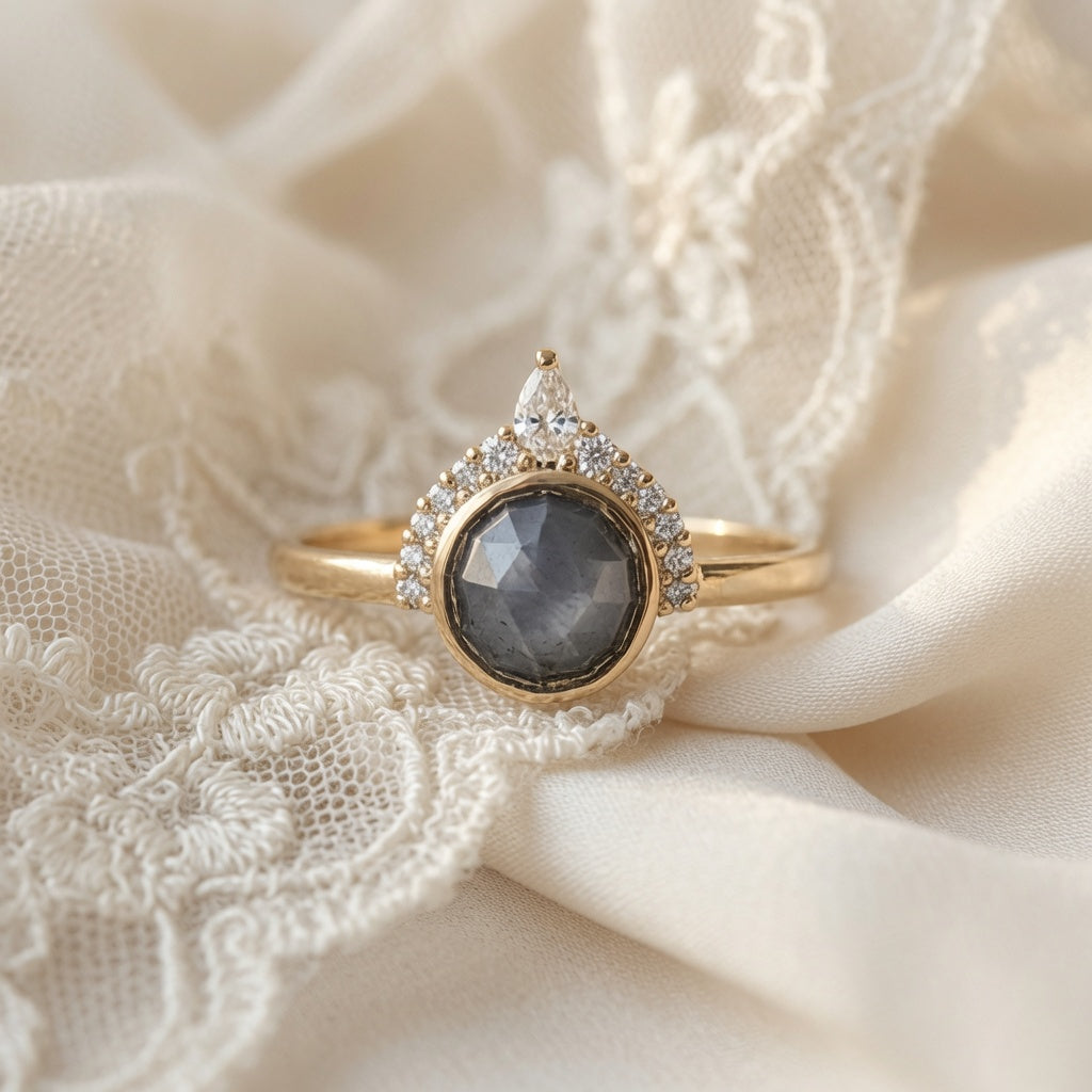 grey sapphire engagement ring
