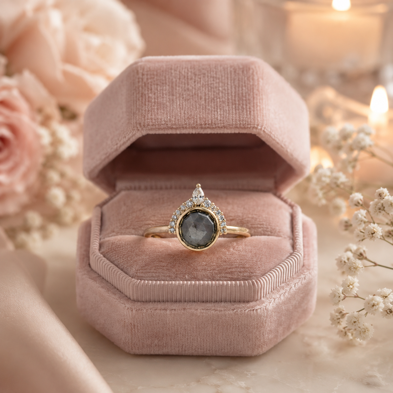 grey sapphire engagement ring