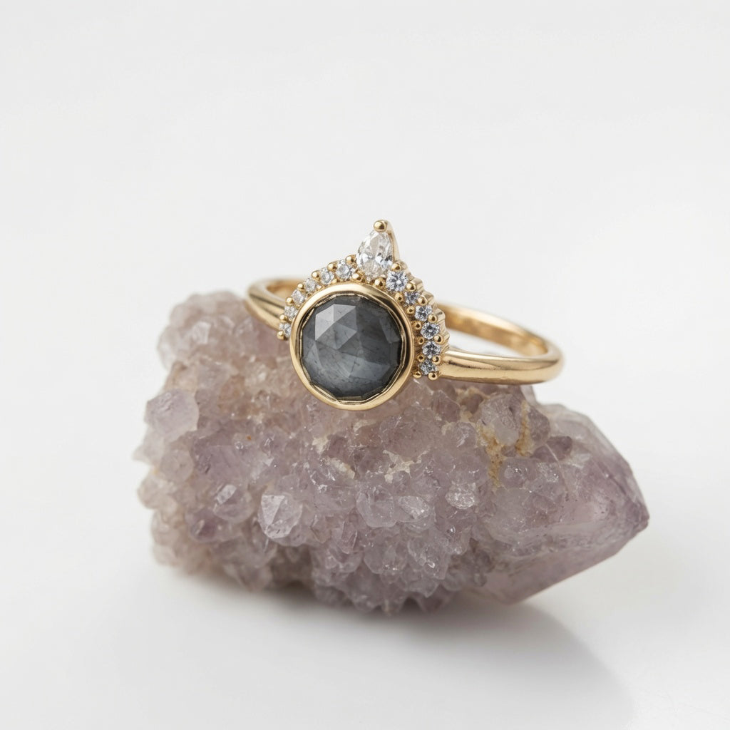 grey sapphire engagement ring
