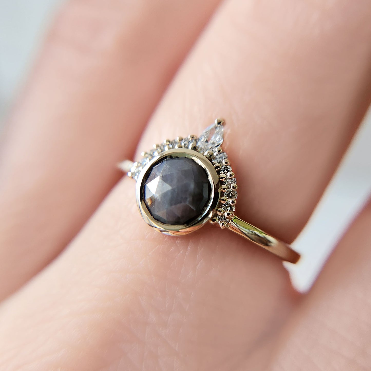 grey sapphire engagement ring