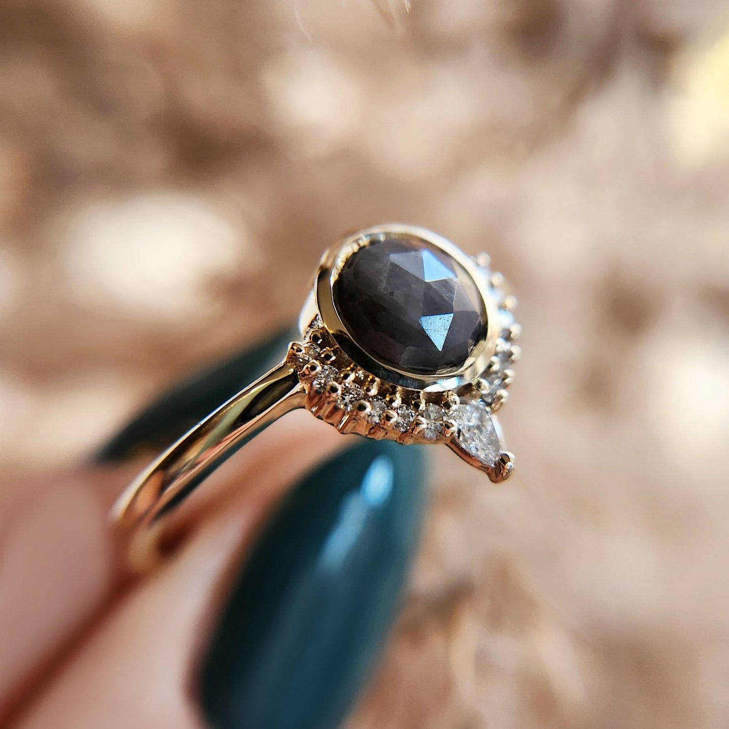 grey sapphire engagement ring