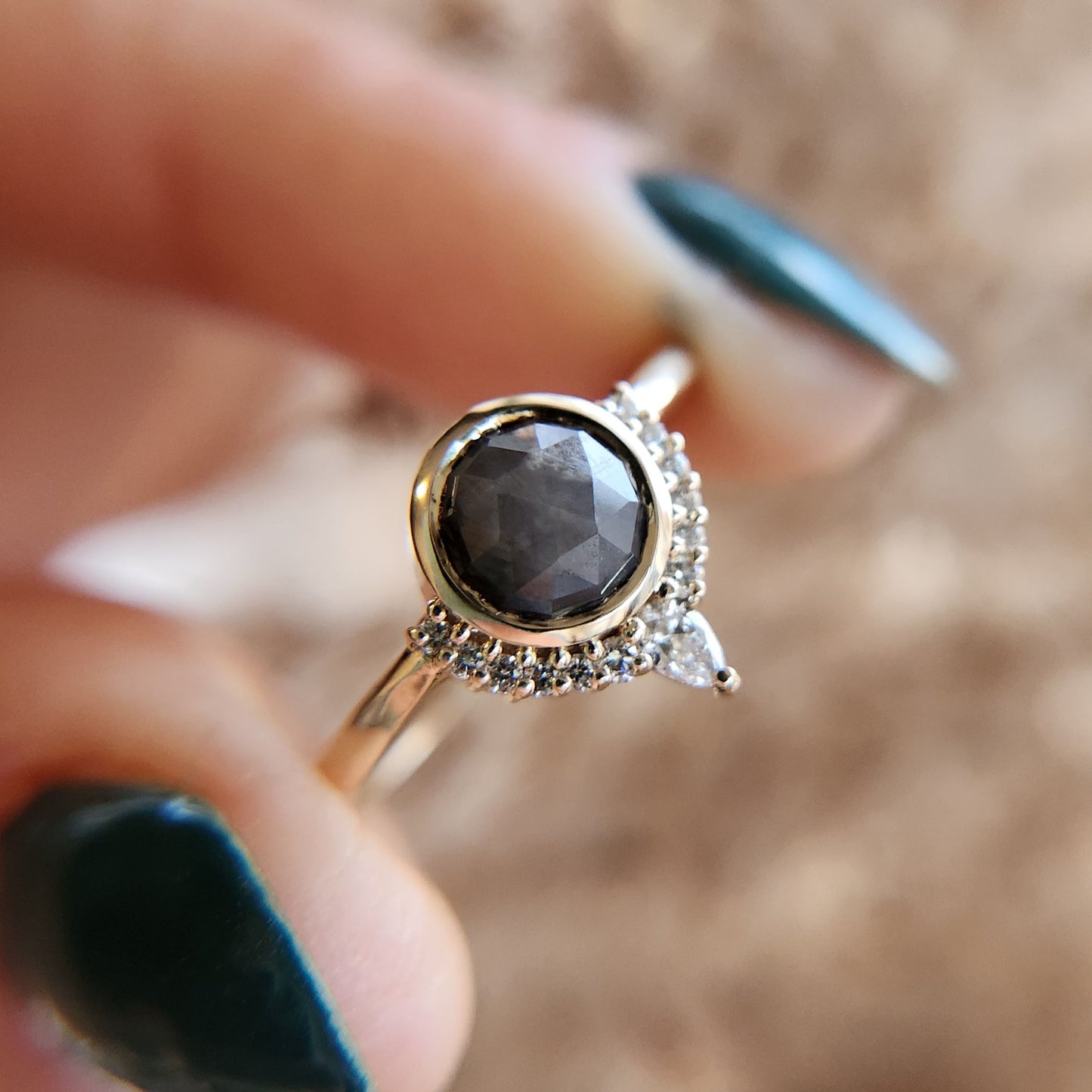 grey sapphire engagement ring