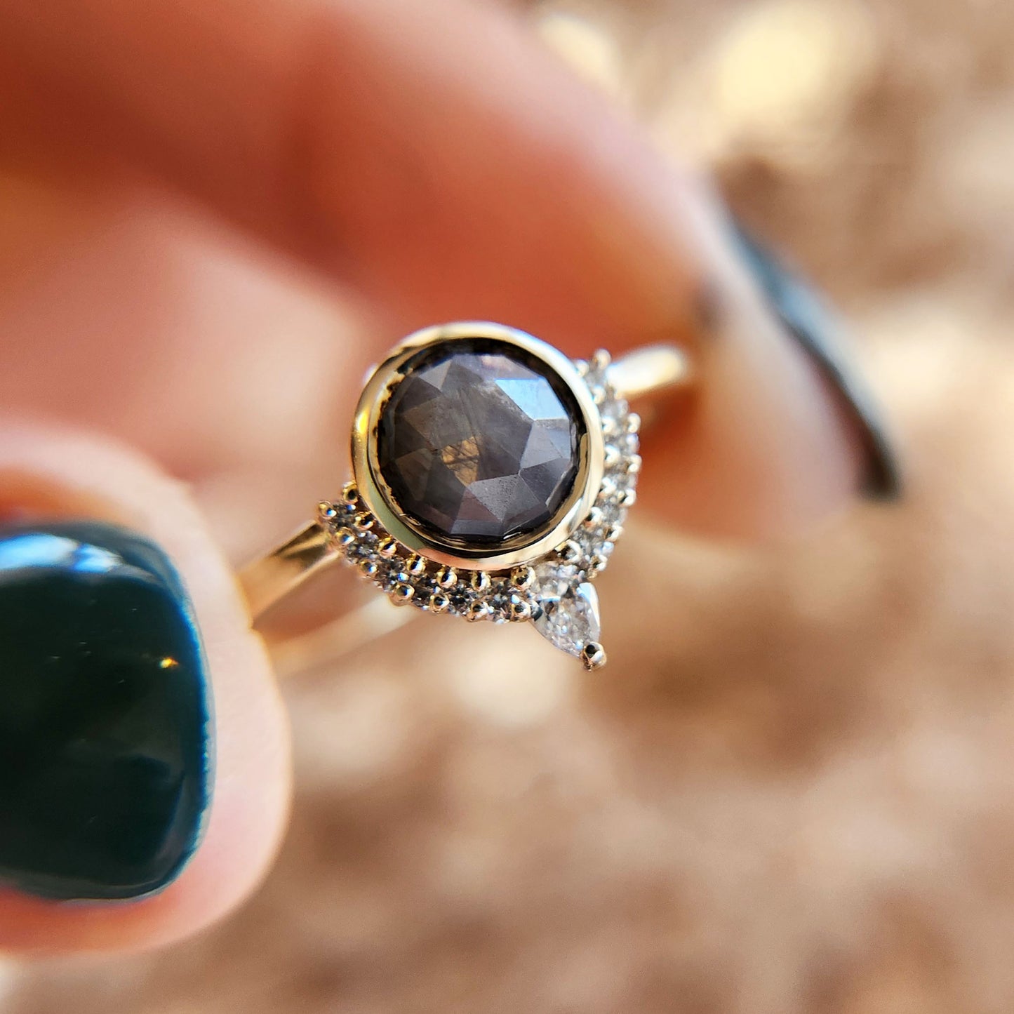 grey sapphire engagement ring