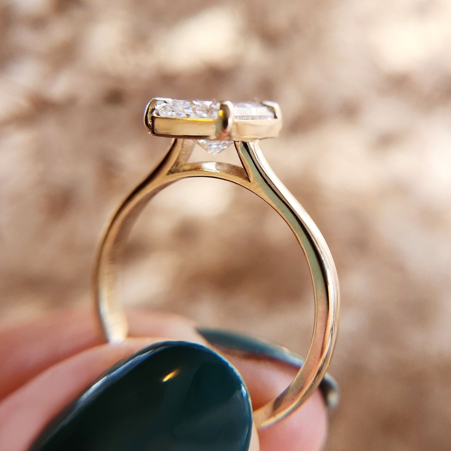 elongated radiant cut engagement ring