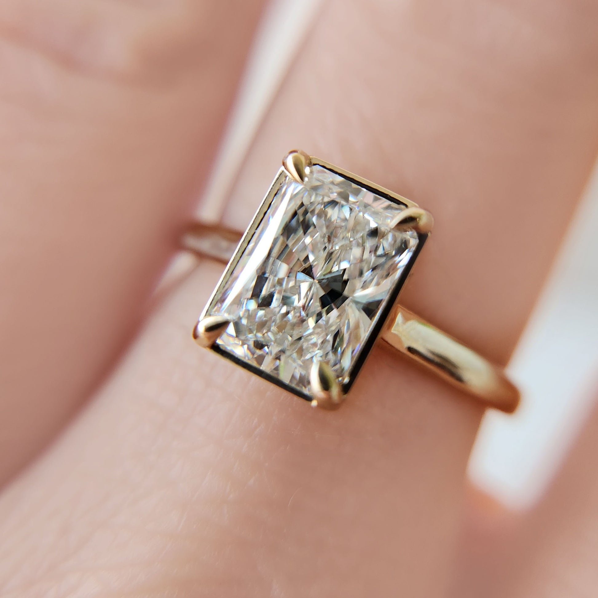 elongated radiant cut engagement ring