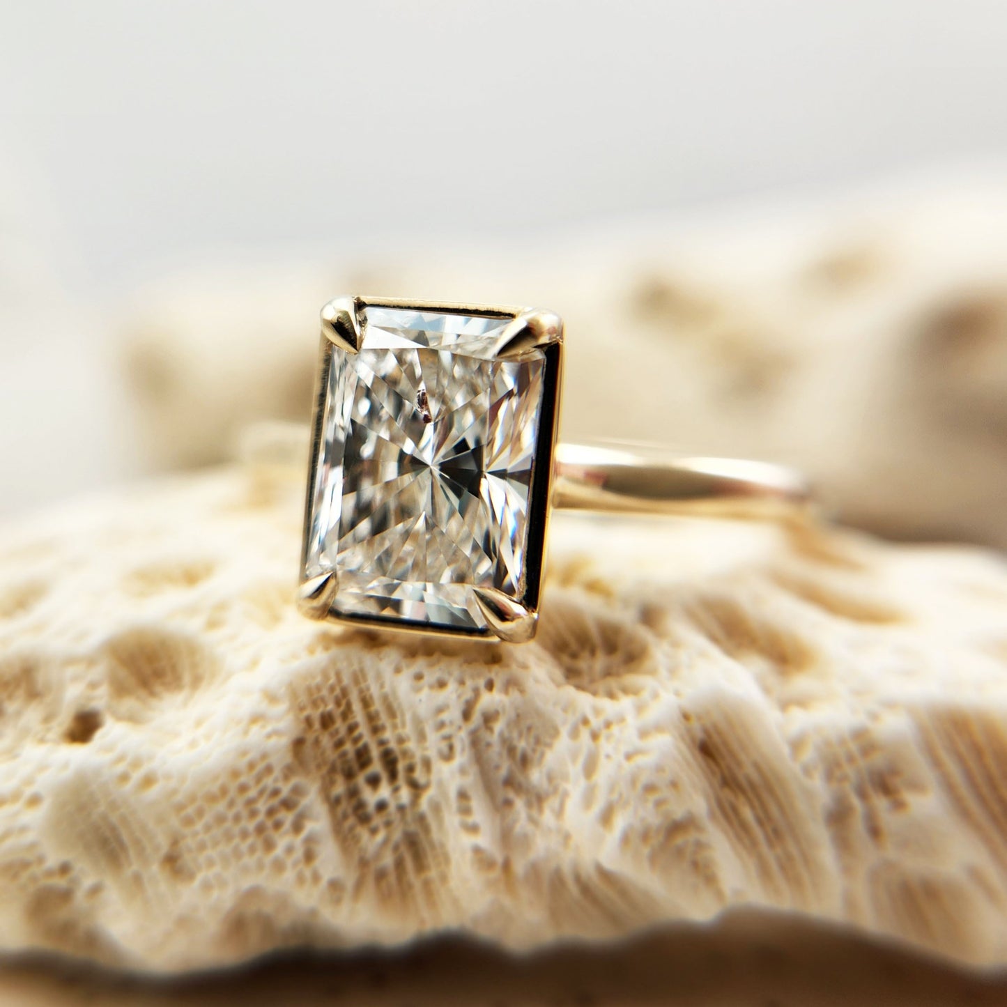 elongated radiant cut engagement ring