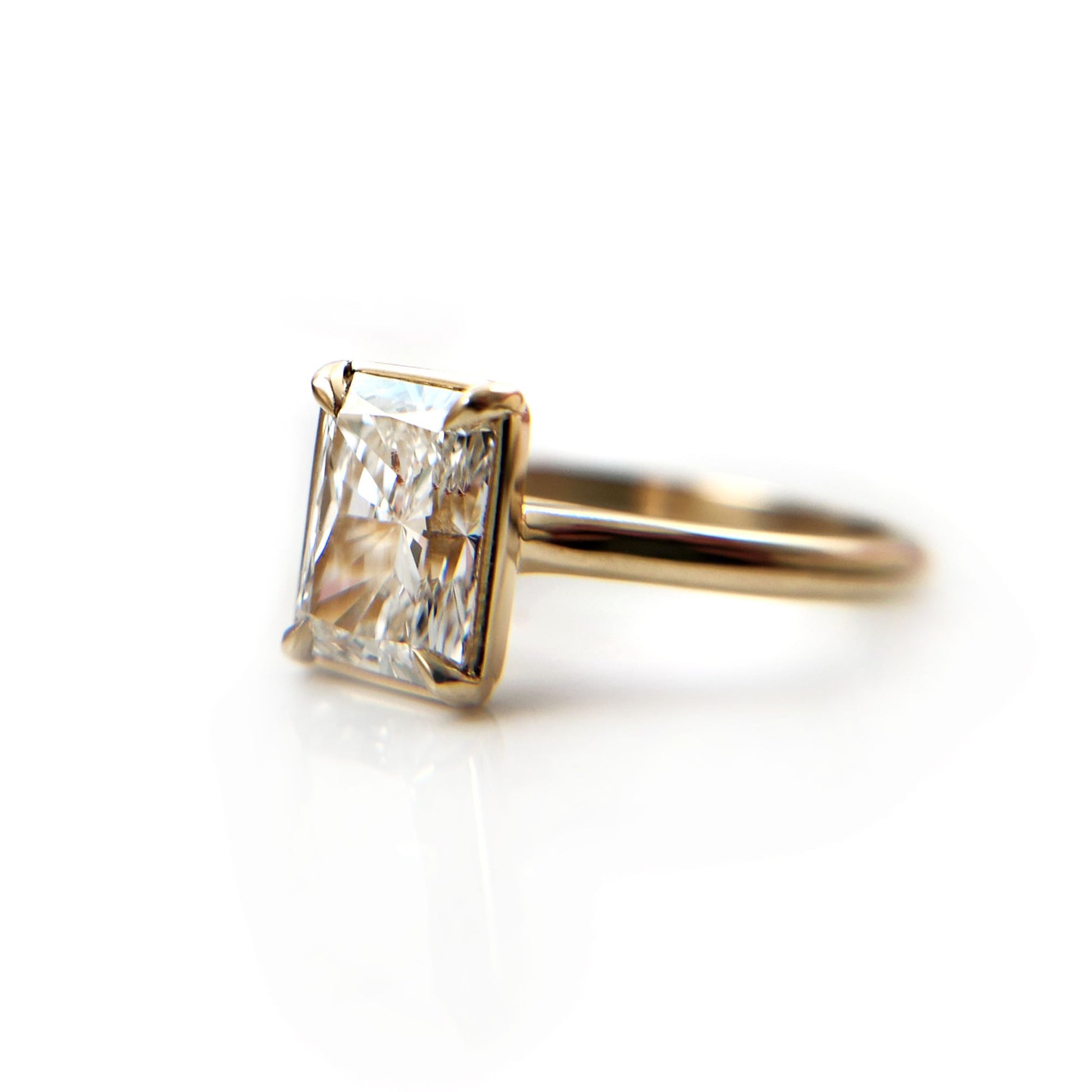 elongated radiant cut engagement ring