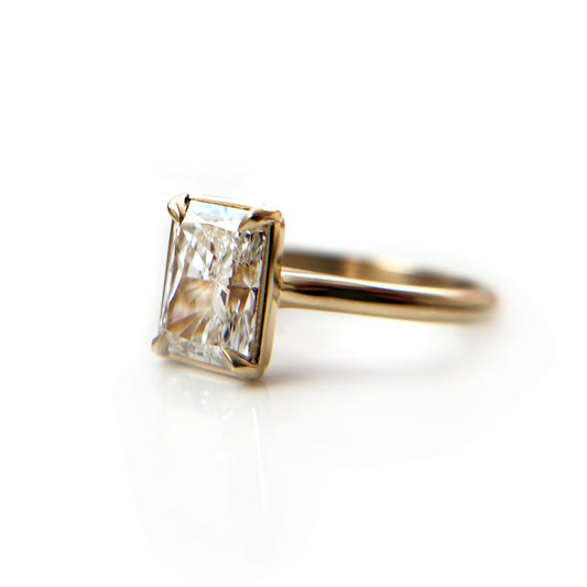 elongated radiant cut engagement ring