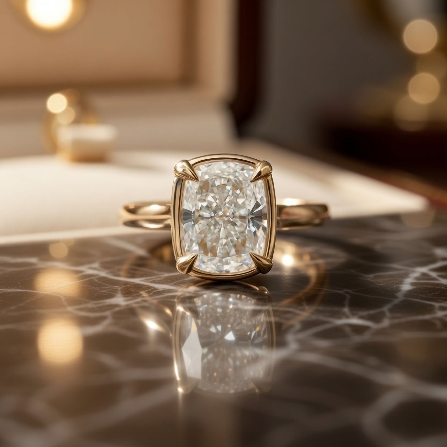 Elongated Cushion Cut Lab-Grown Diamond Engagement Ring