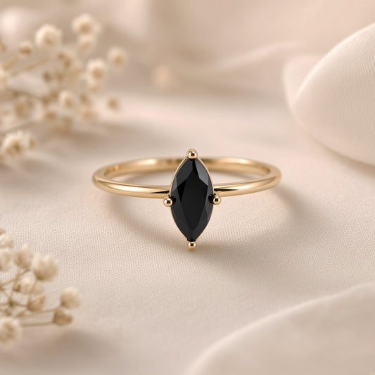 Black Marquise Solitaire Ring