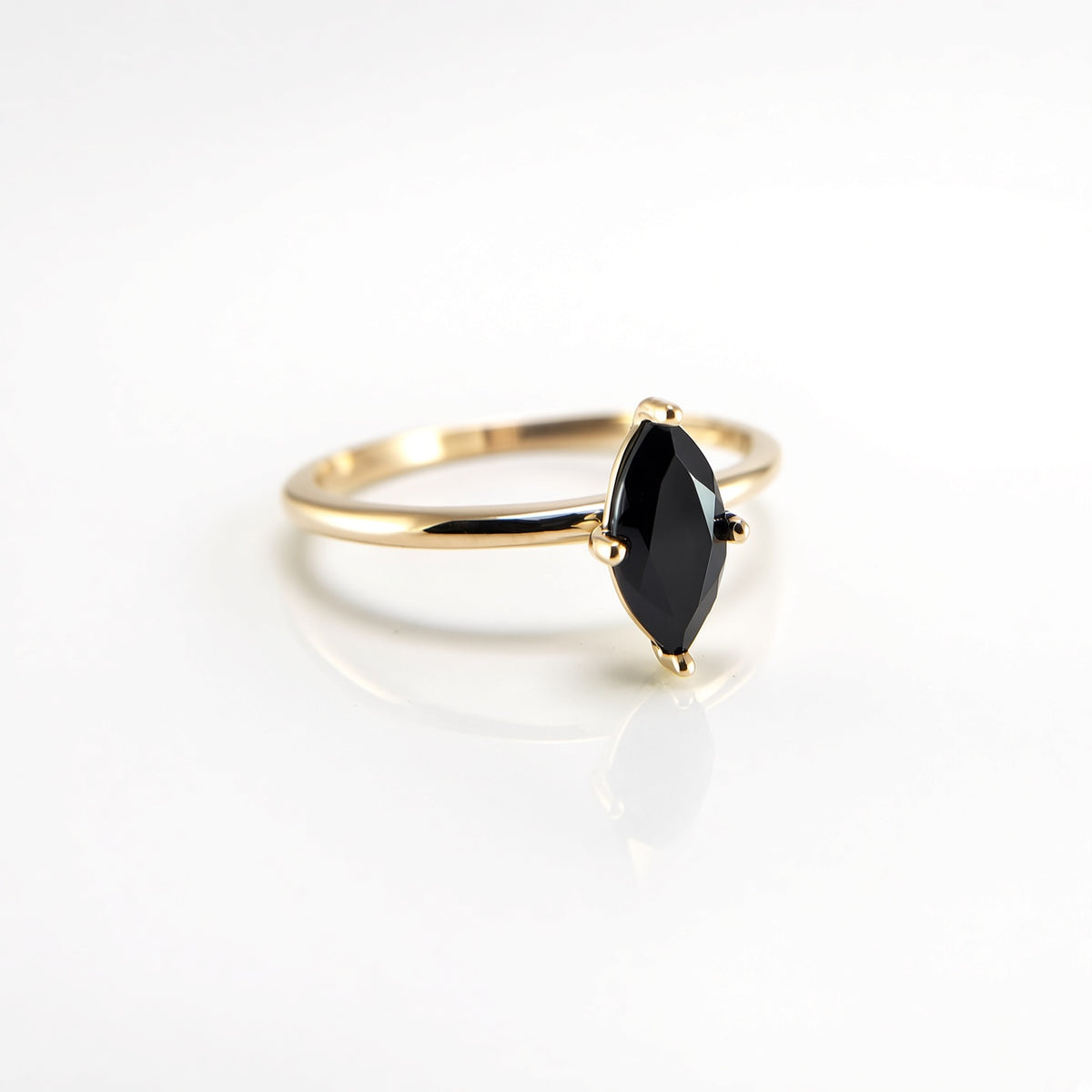 Black Marquise Solitaire Ring