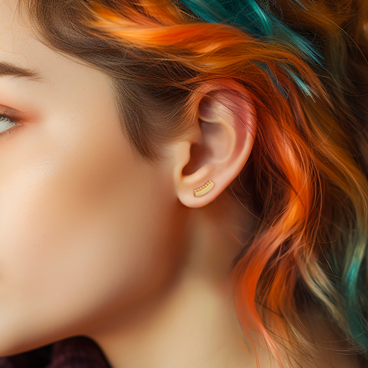 Curved Bar Stud Earrings