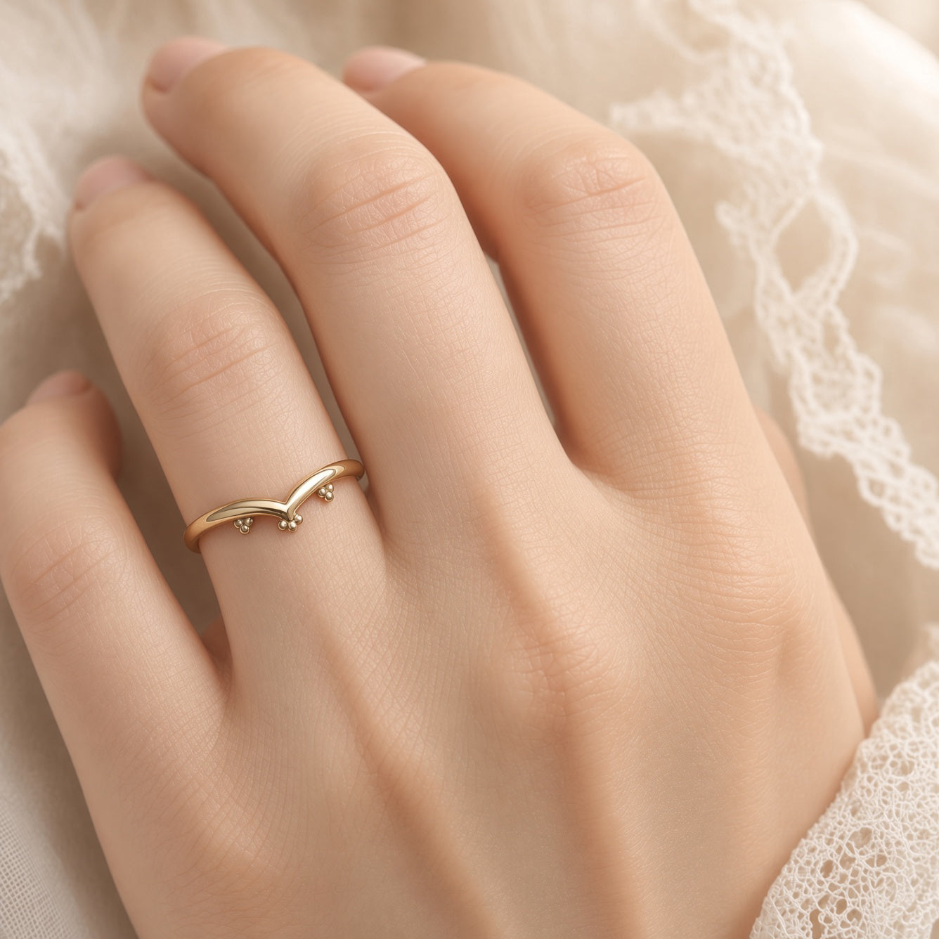 Gold Chevron contour ring wedding band