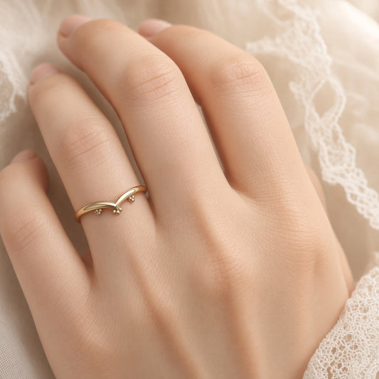 Gold Chevron contour ring wedding band
