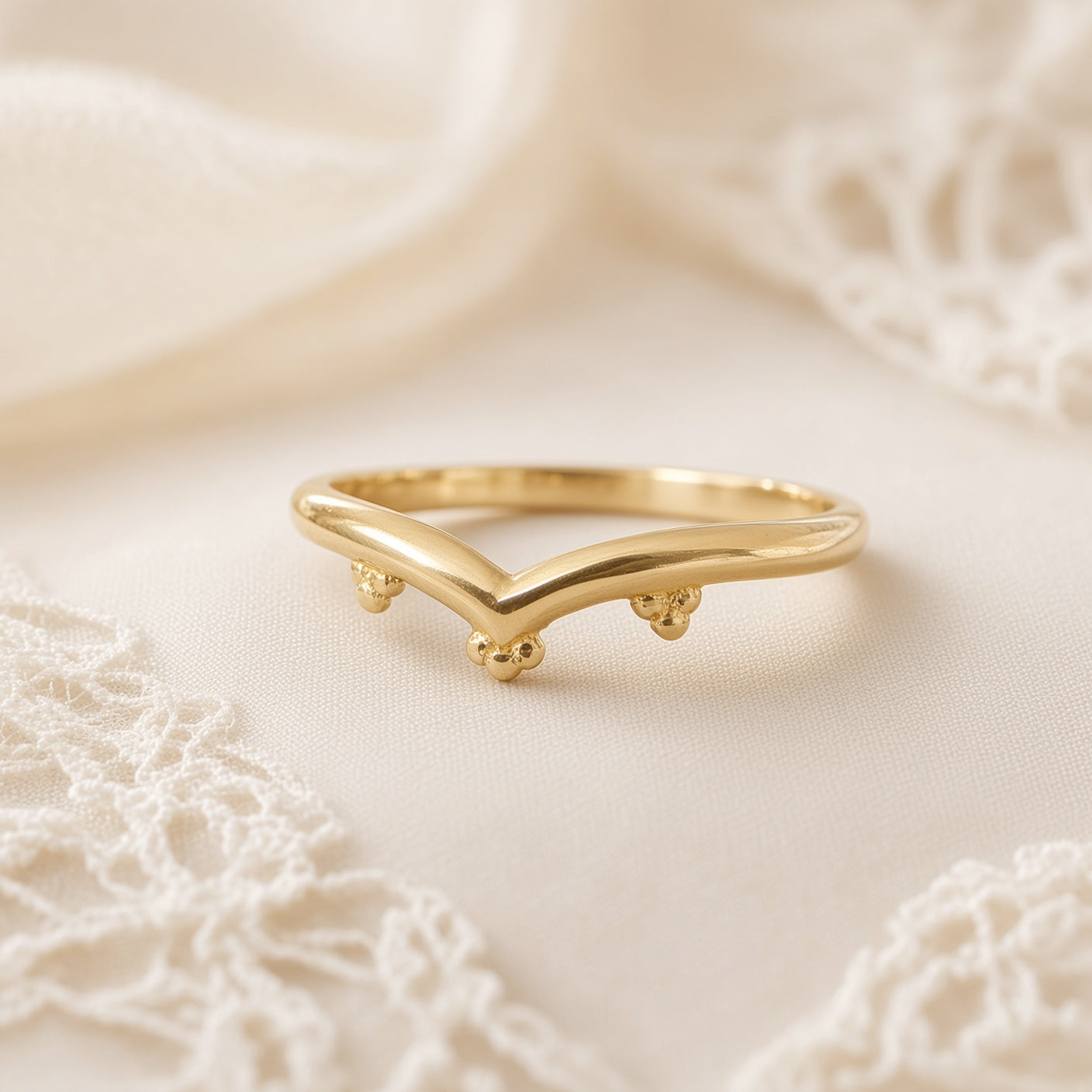 Gold Chevron contour ring wedding band
